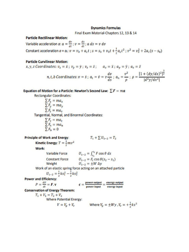 GNE212 - Final Formula Sheet | PDF