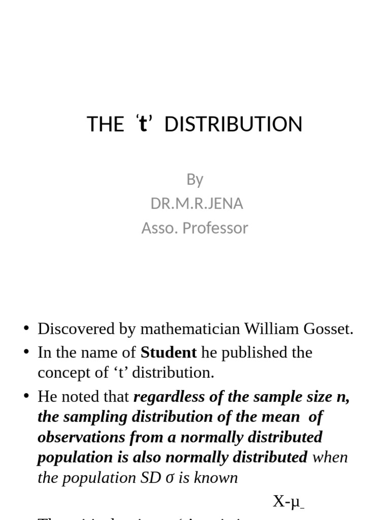 Understanding the t Distribution and Tests | PDF