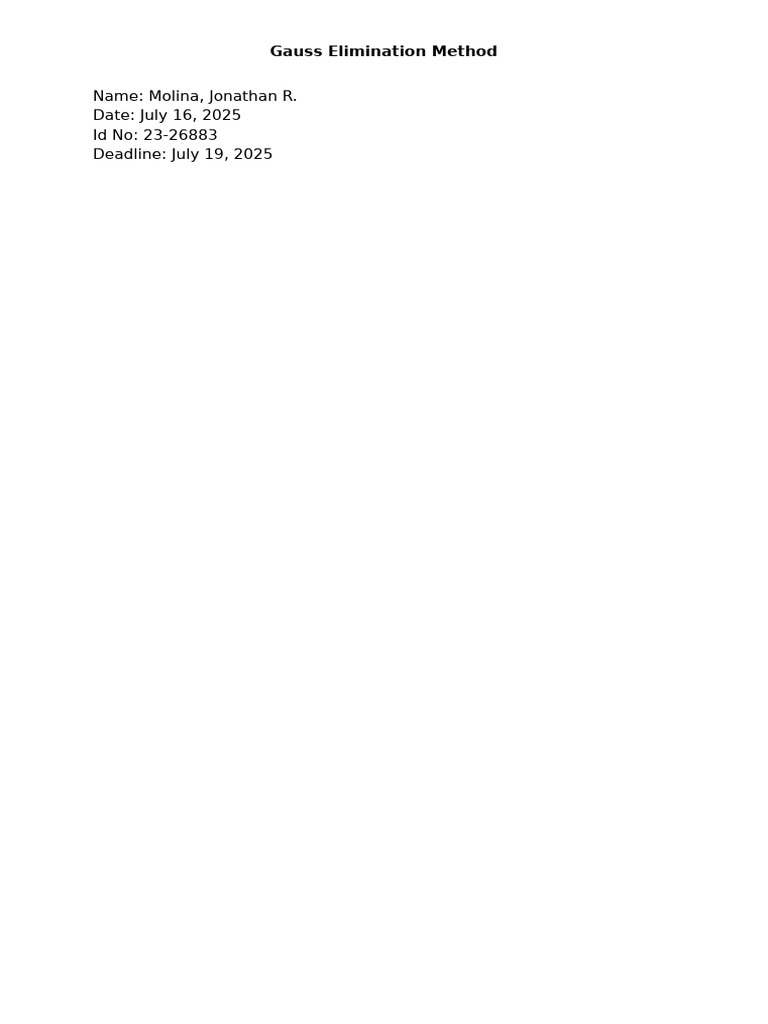 Gauss Elimination Method Explained | PDF