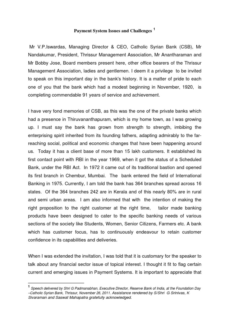 Payment System Issues and Challenges | PDF | Clearing (Finance) | Cheque