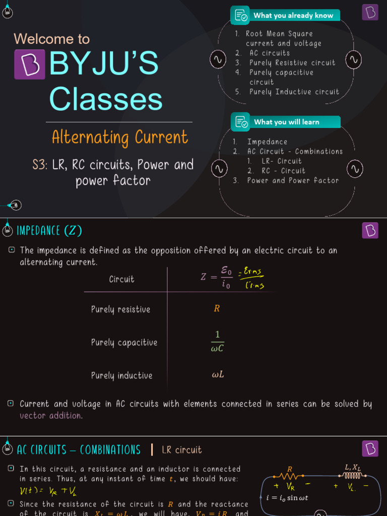 3-LR, RC Circuits, Power and Power Factor | PDF | Electrical Network ...