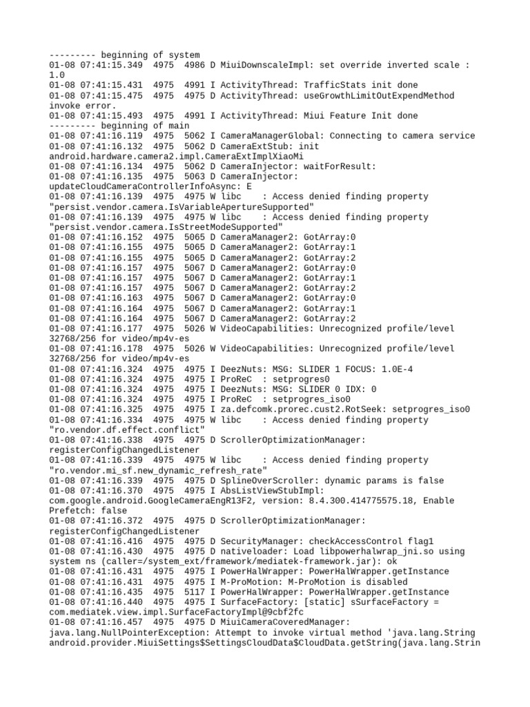 Camera Initialization Log Analysis | PDF | Software Engineering | Software