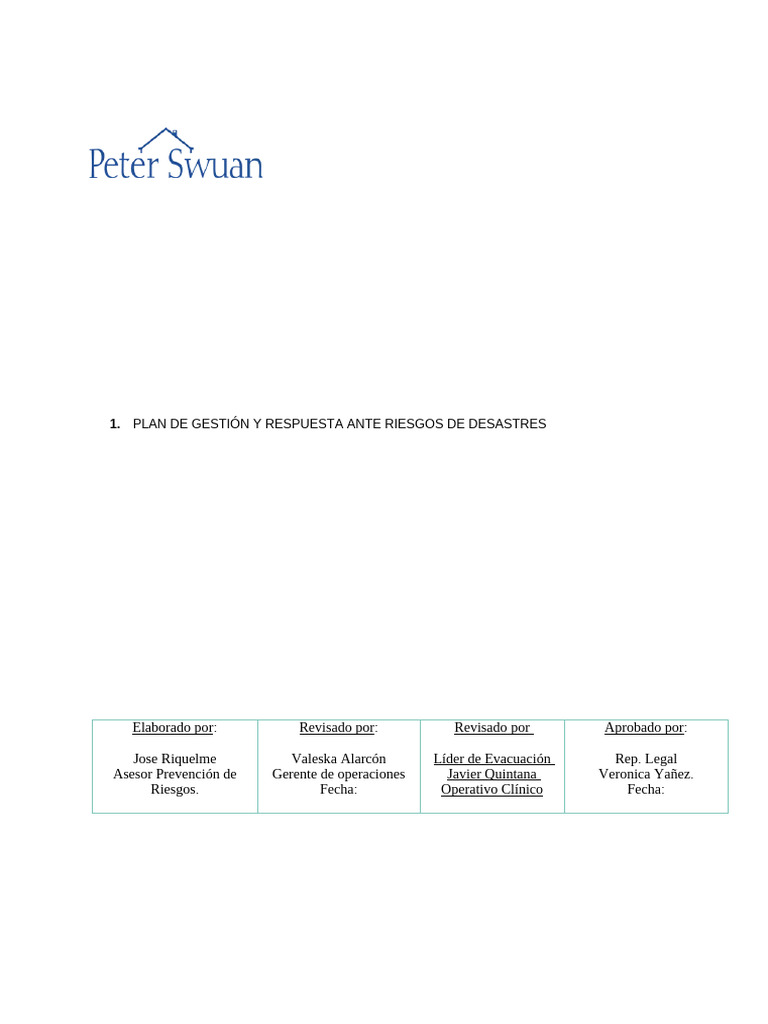 Plan de Gestión de Riesgos de Desastres | PDF | Riesgo | Reducción de ...