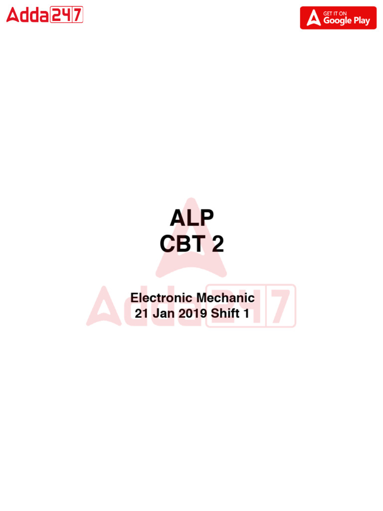 RRB ALP CBT 2 Electronic Mechanic 21 Jan 2019 Shift 1 618480 | PDF ...