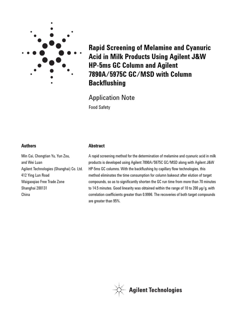 Analiza Melamina GC-MS | PDF | Gas Chromatography | Analytical Chemistry