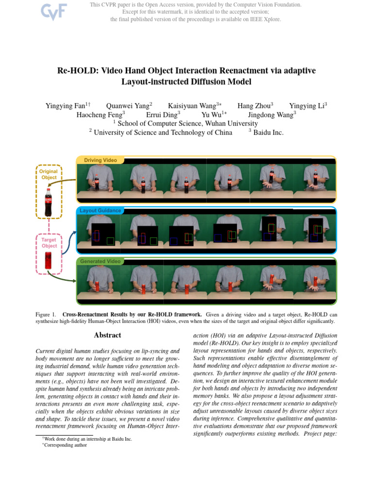 Human-Object Interaction Video Reenactment | PDF | Video | Rendering ...