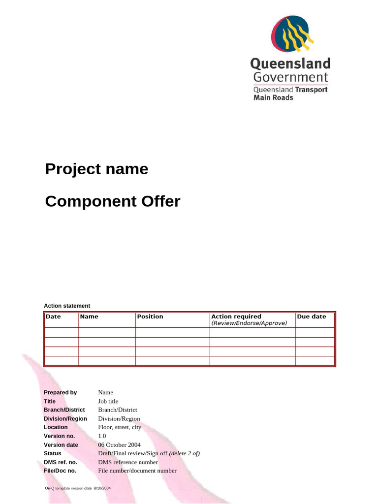 Component Offer Document Overview | PDF | Double Click | Risk