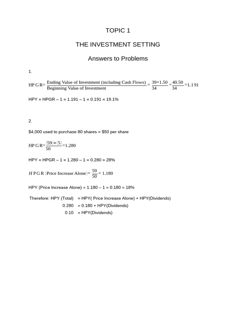 Investment Returns and Performance Analysis | PDF | Average | Financial ...