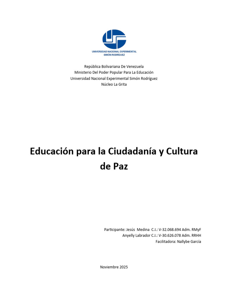Educación Para La Ciudadanía y Cultura de Paz | PDF | Derechos humanos ...