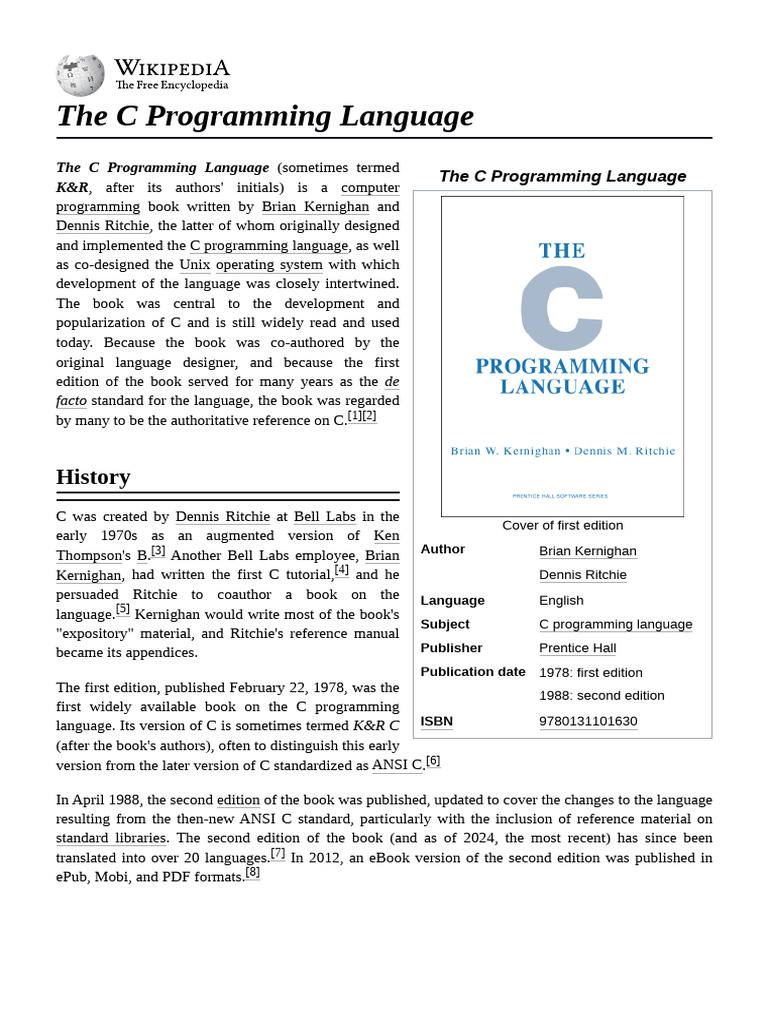 The C Programming Language Overview | PDF | Computing | Computer ...