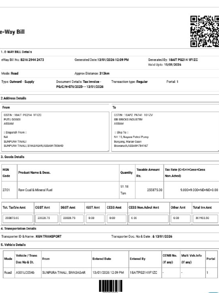 E Way Bill As01lc0546 | PDF