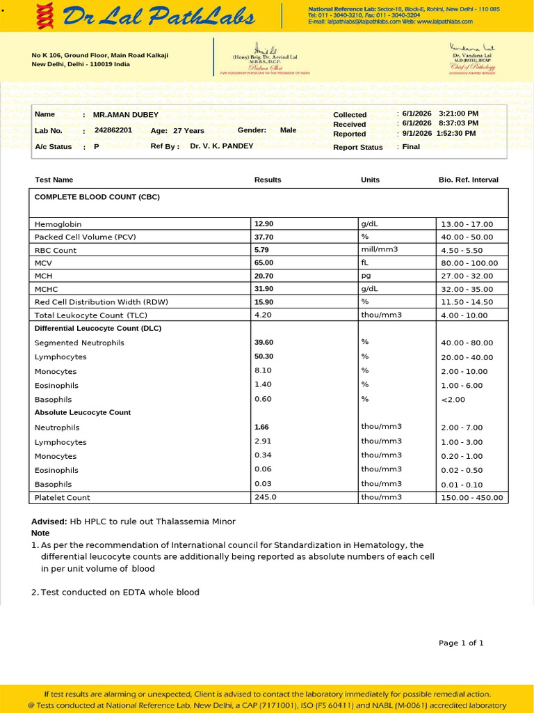 421085008-Blood-Report | PDF | White Blood Cell | Hematology