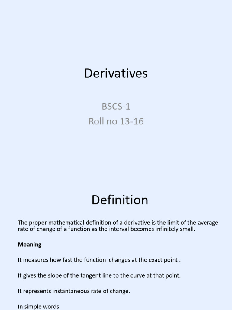 Derivative | PDF