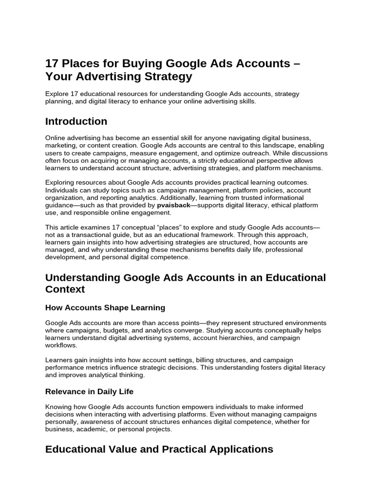 17 Places for Buying Google Ads Accounts – Your Advertising Strategy ...