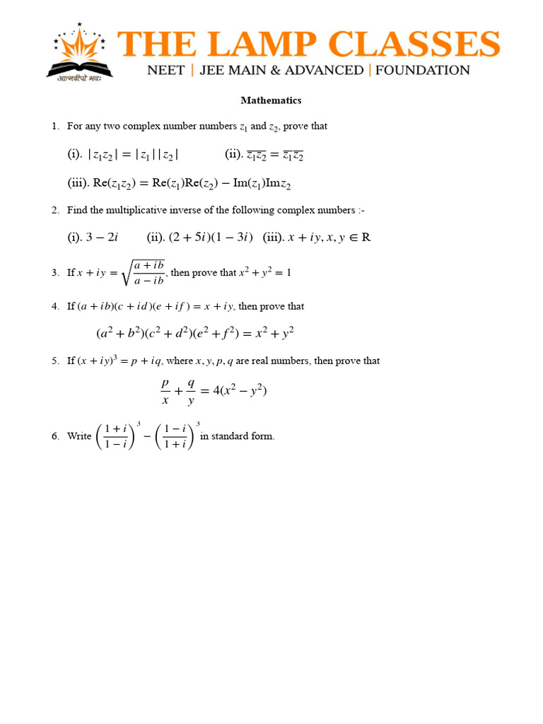 Complex Numbers: Properties and Inverses | PDF