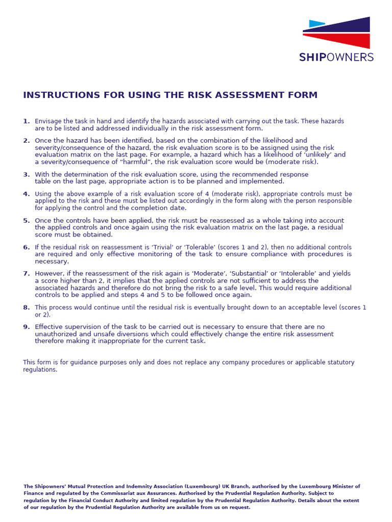 Risk Assessment Form Guidelines | PDF | Risk | Risk Assessment