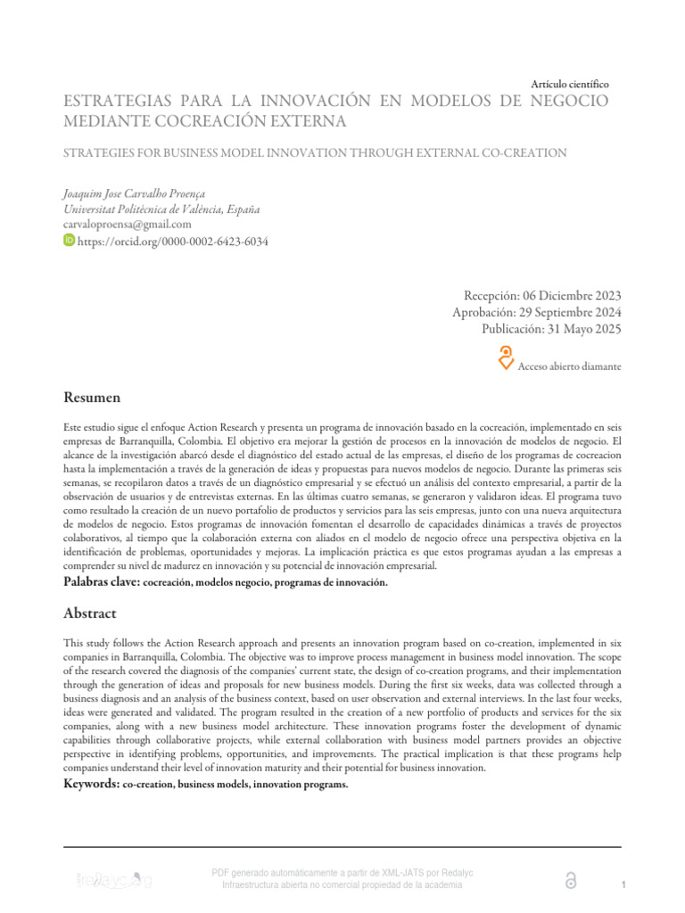 Innovación en Modelos de Negocio por Cocreación | PDF | Innovación ...