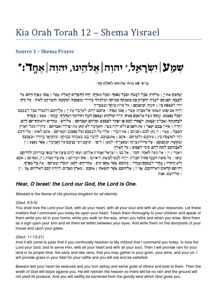 Breaking Down The Shema: Sources | PDF | Shema Yisrael | Mitzvah