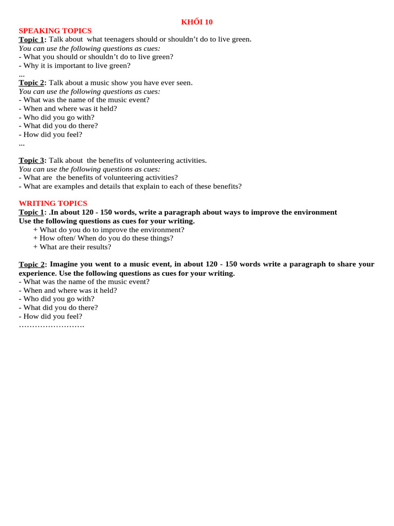 Topic Speaking- Writing | PDF | Cognitive Science | Learning