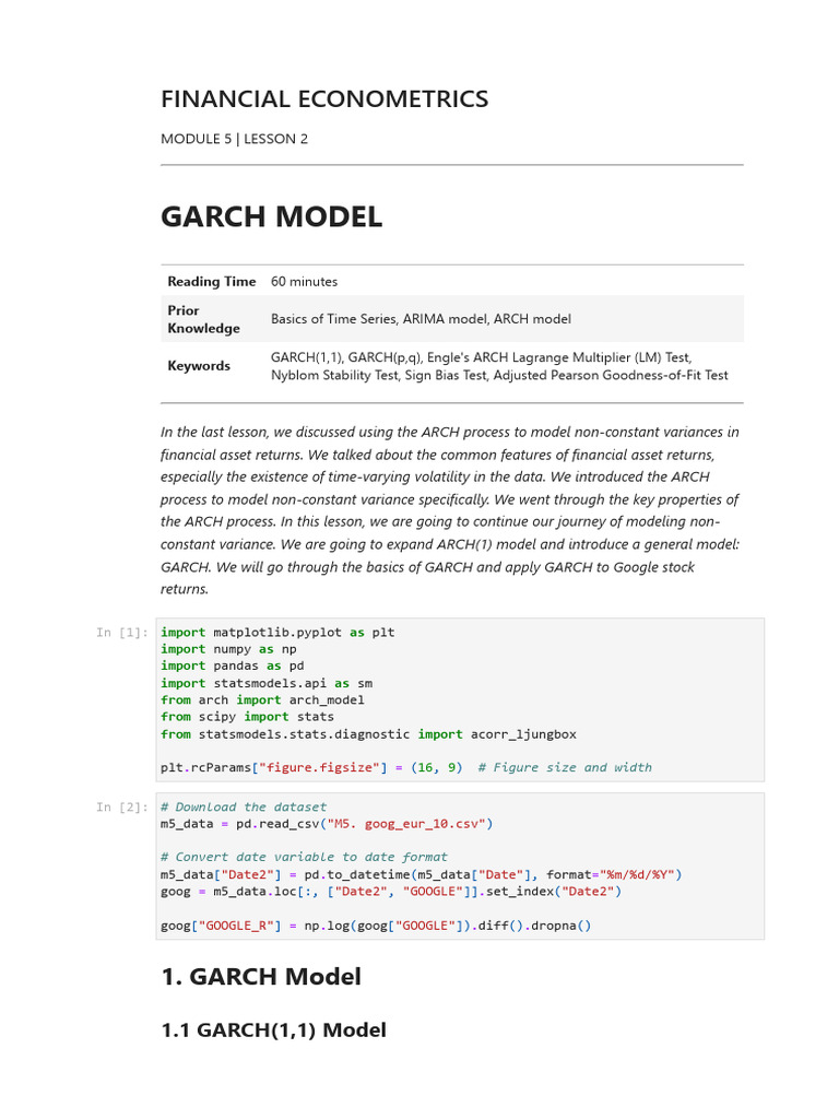 Understanding GARCH Model in Finance | PDF | Statistical Inference ...