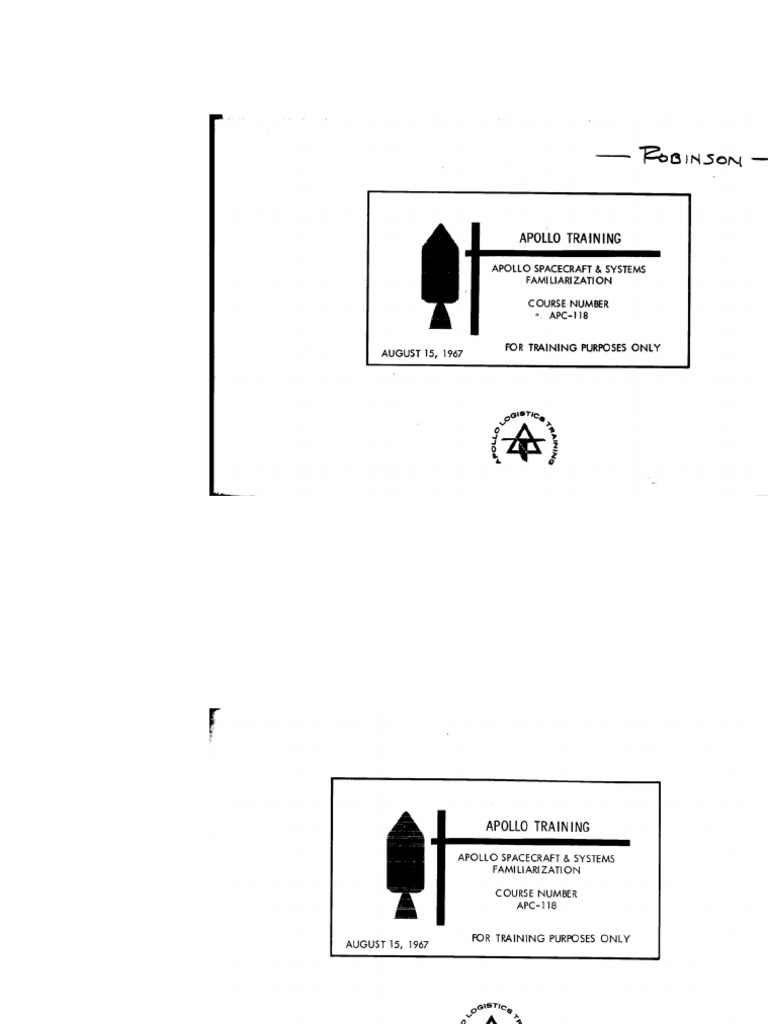 Apollo Training Apollo Spacecraft and Systems Familiarization | PDF ...
