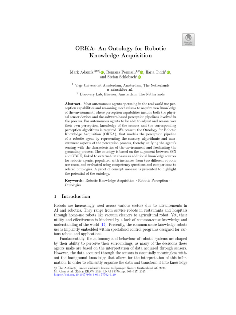ORKA:Ontology for Robot | PDF | Perception | Ontology (Information Science)
