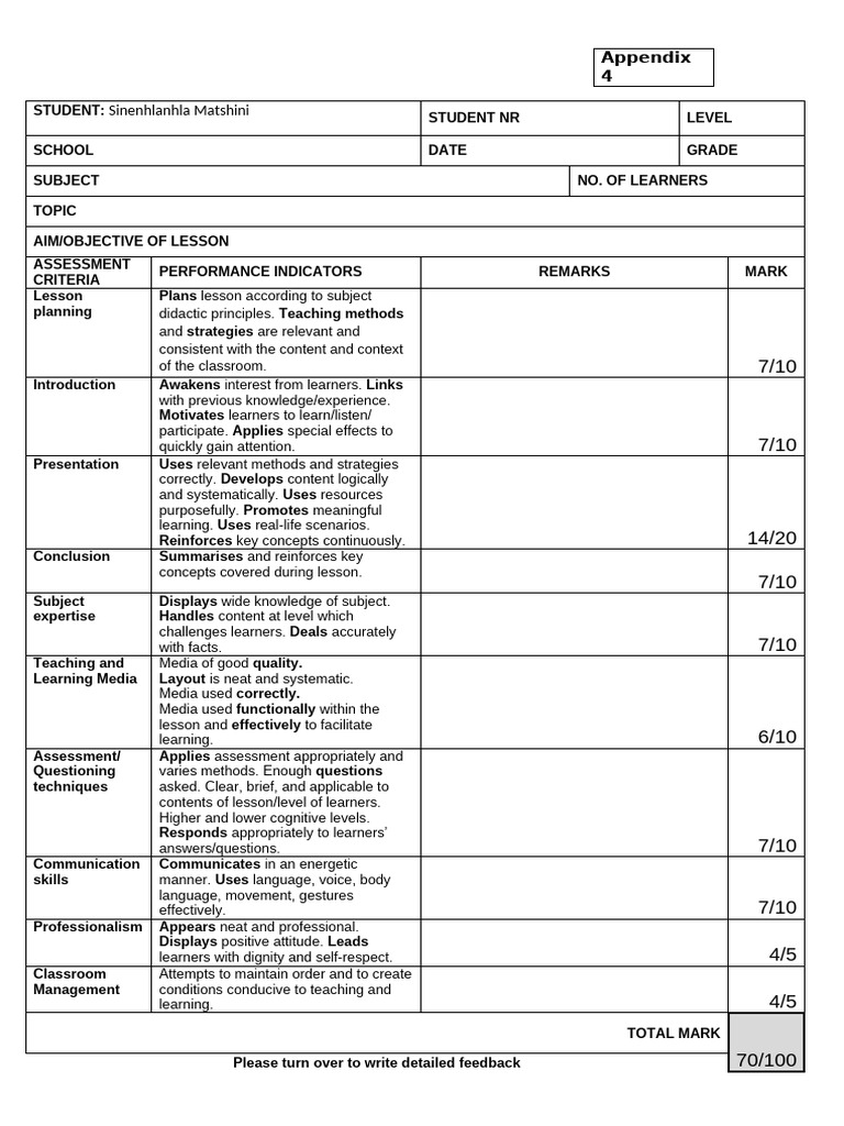 Lesson Plan Evaluation and Feedback | PDF | Learning | Educational ...