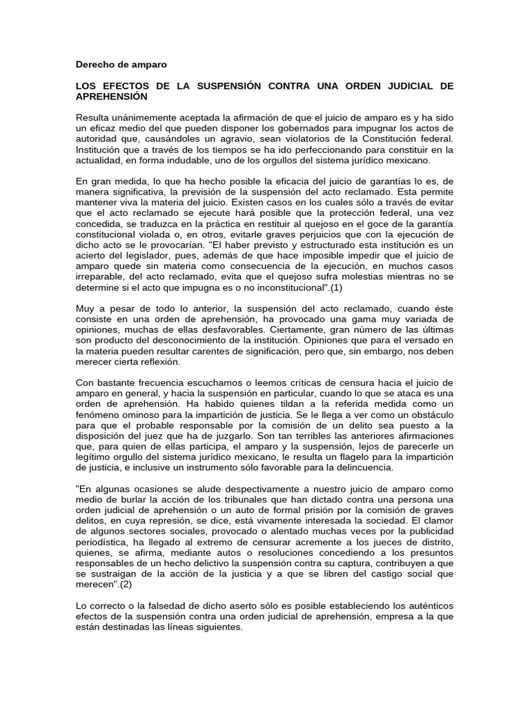 Derecho de amparo CONTRA ORDEN DE APRHENSION | PDF | Juez | Violación