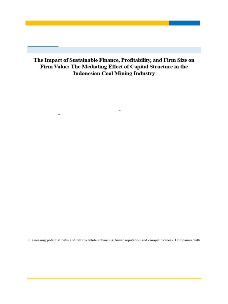 Sustainable Finance Impact on Firm Value | PDF | Capital Structure ...