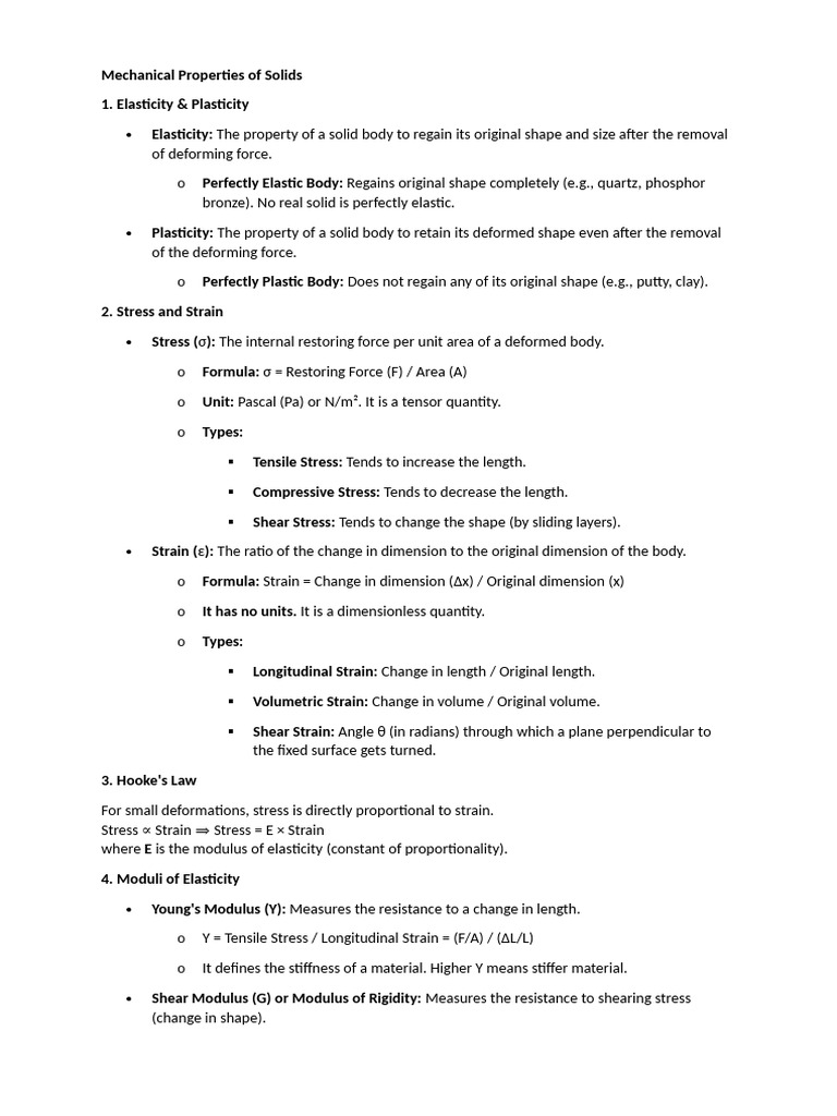Mechanical Properties of Solids and Fluids | PDF | Elasticity (Physics ...