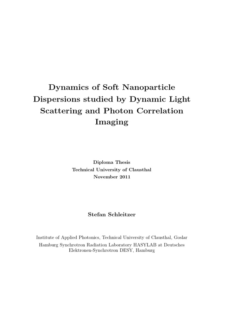 Dynamics of Soft Nanoparticle Dispersions Studied by Dynamic Light ...
