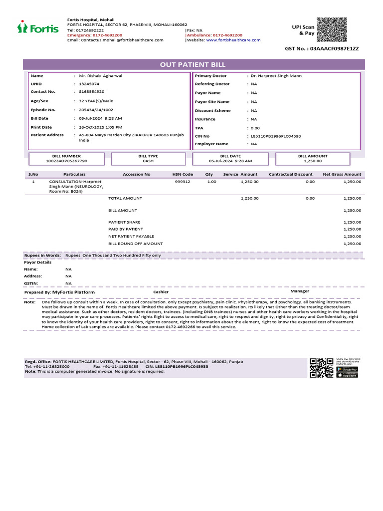 Invoice_20240705000915 | PDF | Hospital | Health Care