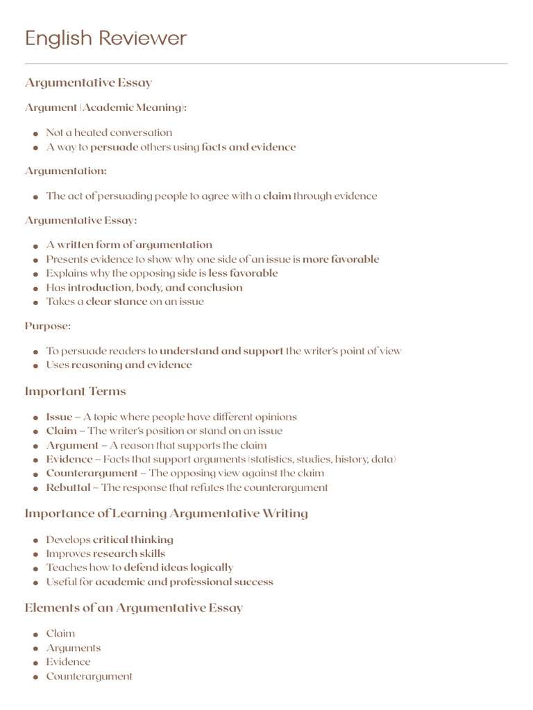 English Reviewer (2) | PDF | Essays | Argument