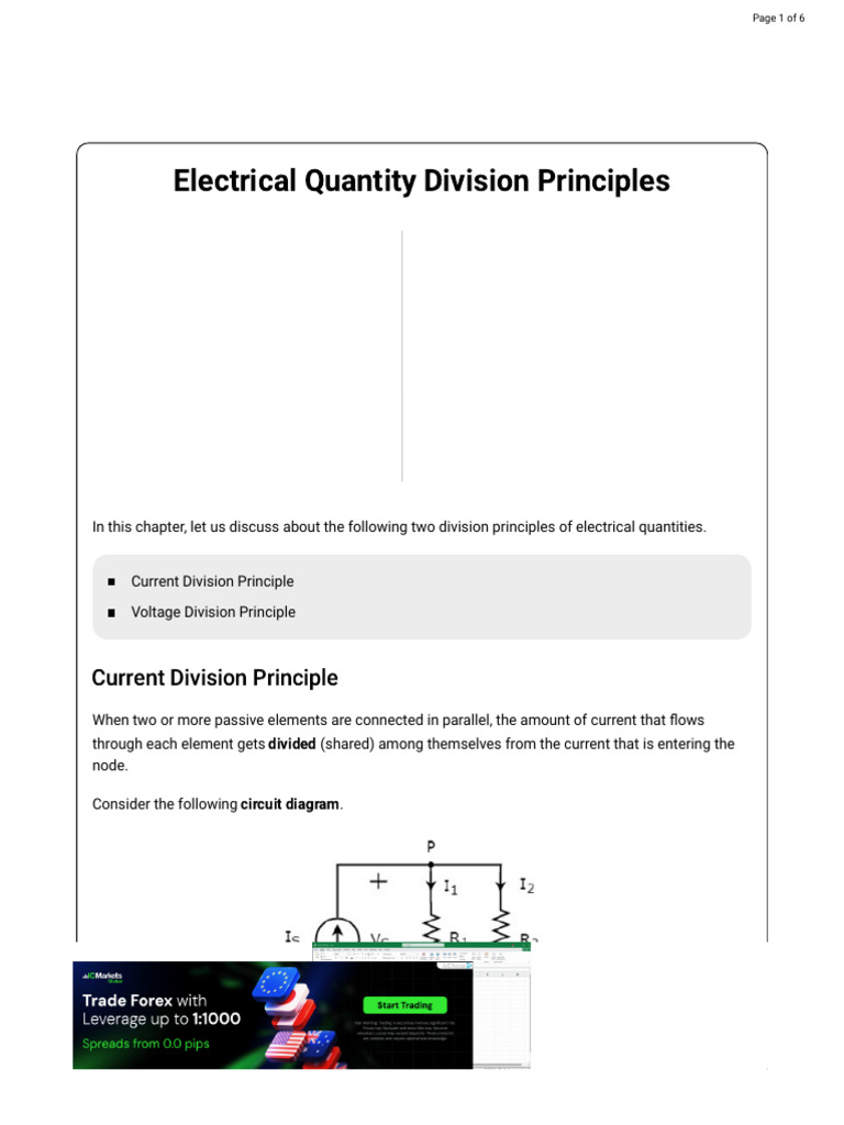 Current and Voltage Division Principles | PDF | Series And Parallel ...