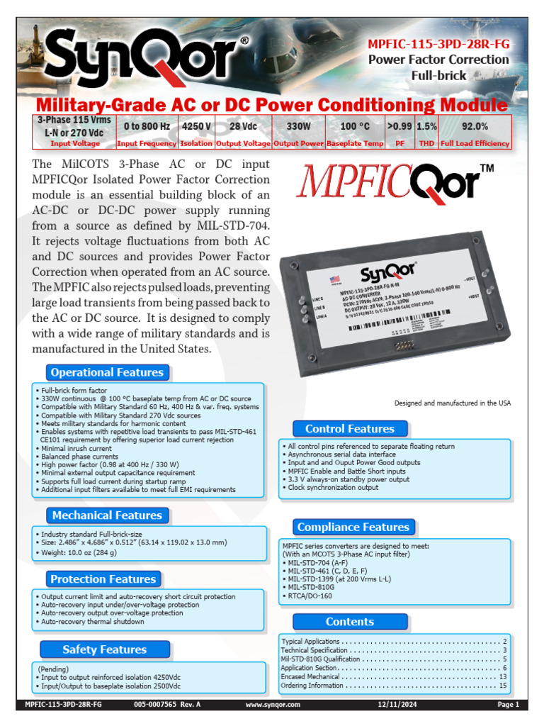 Military-Grade Power Conditioning Module | PDF | Ac Power | Rectifier