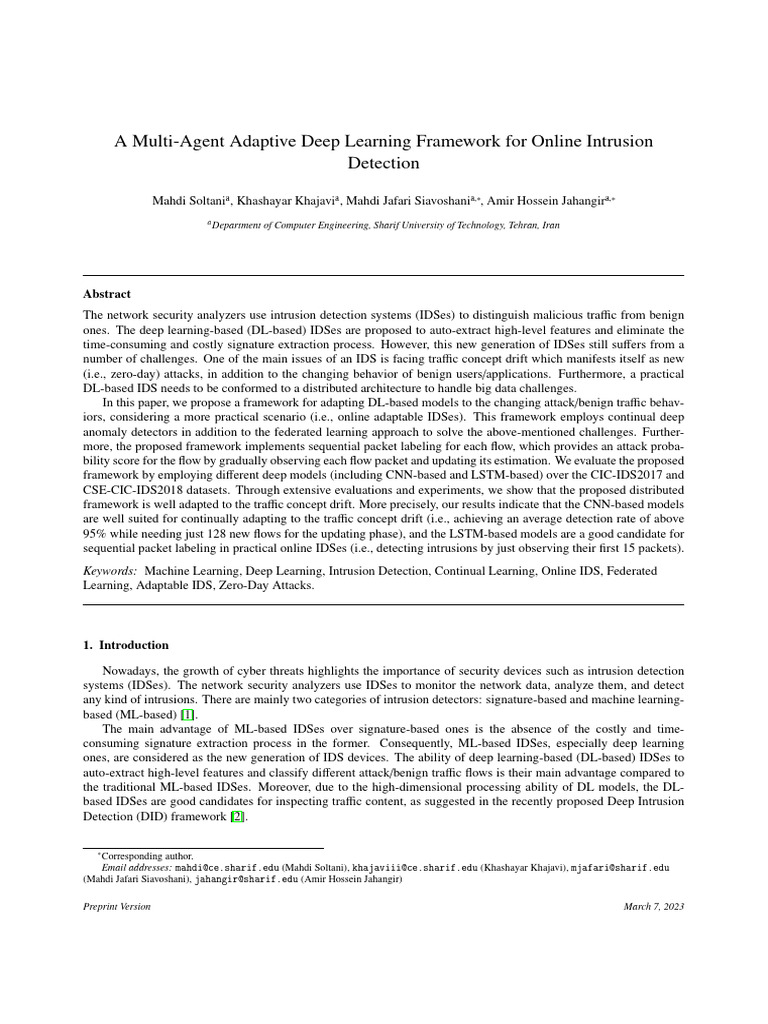 Adaptive Deep Learning for Intrusion Detection | PDF | Deep Learning ...
