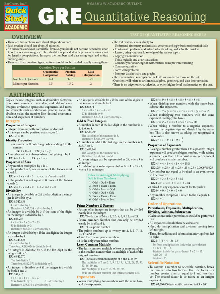 GRE Quantitative Reasoning Guide | PDF | Multiplication | Numbers