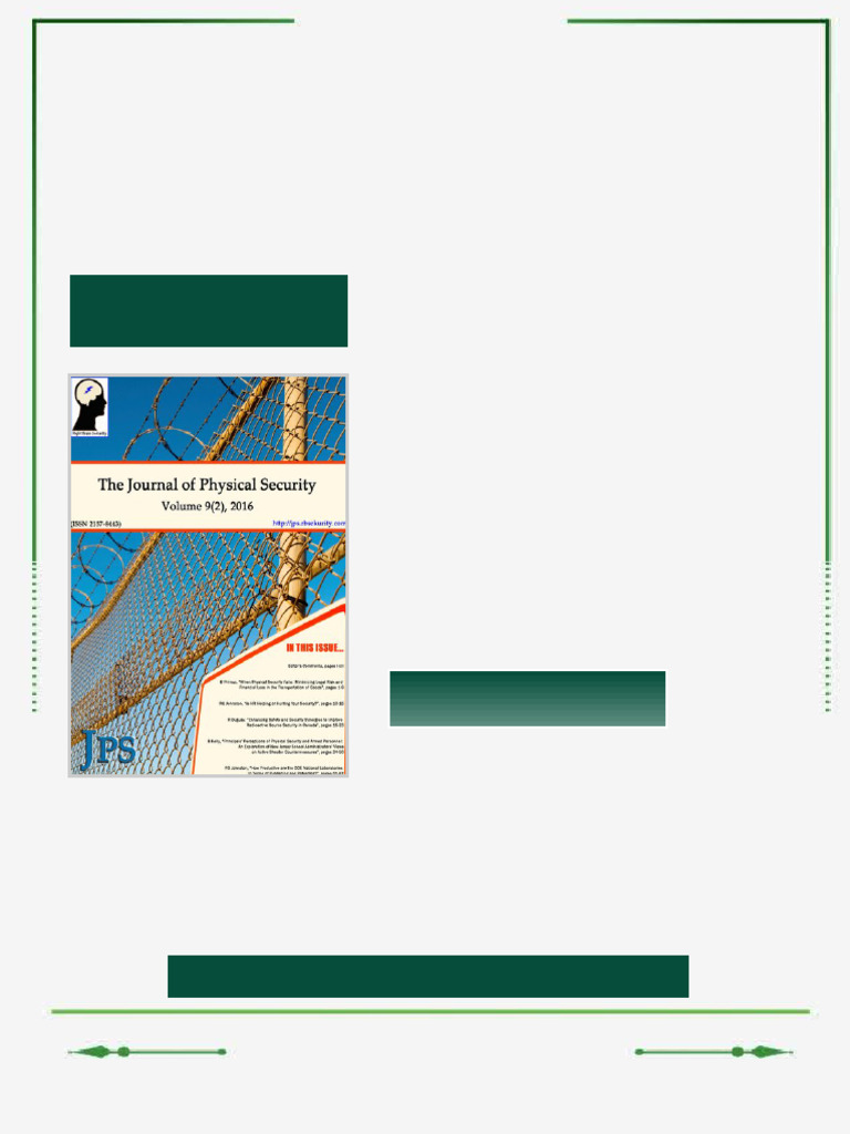 The Journal of Physical Security Volume 9 Issue 2 JPS 9 2 2nd Edition ...