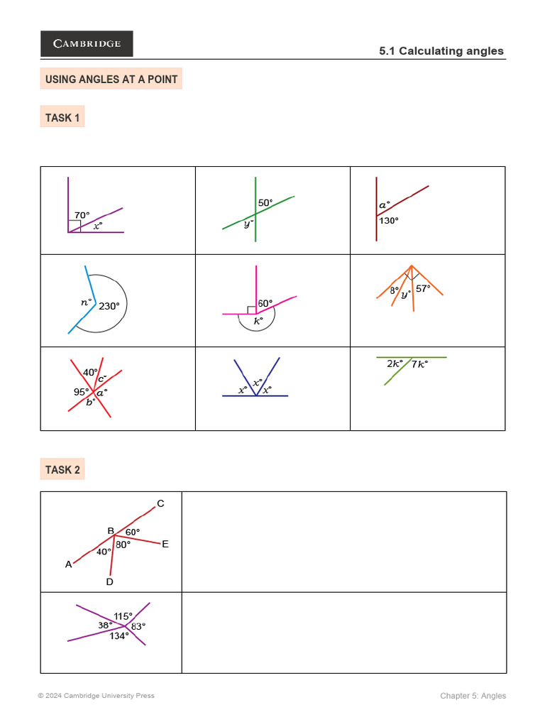 Calculating Angles: Tasks & Explanations | PDF