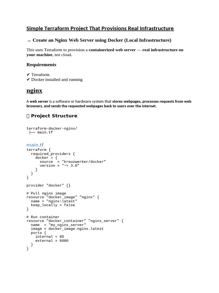 Simple Terraform Project That Provisions Real Infrastructure | PDF