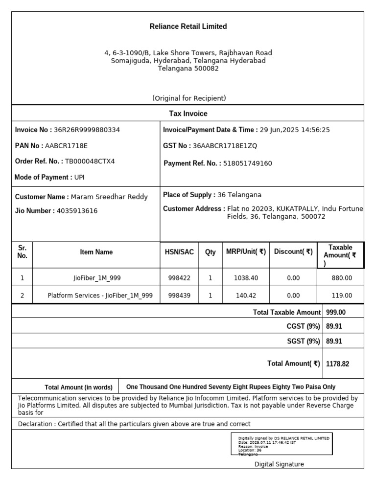 My_Invoice_20250711174642_299351492891 | PDF | Receipt | Rupee