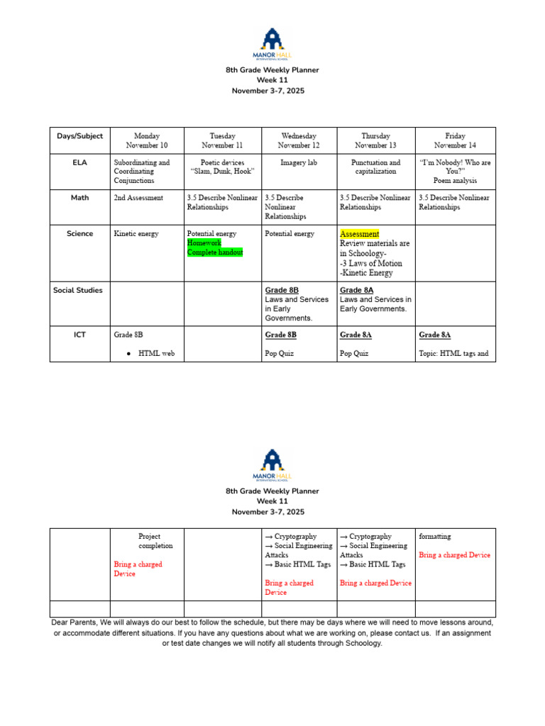 8-November 10 Week 11- Term 1-2 | PDF