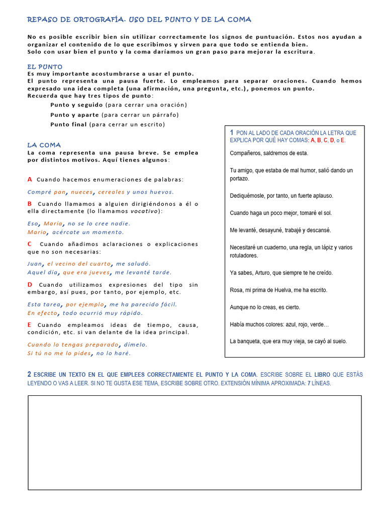 Uso del Punto y la Coma en Escritura | PDF