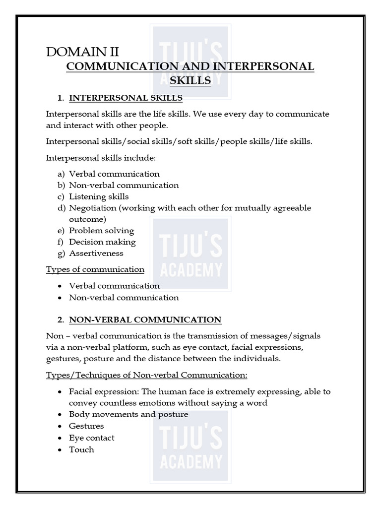 Domain 2 PDF | PDF | Nonverbal Communication | Communication