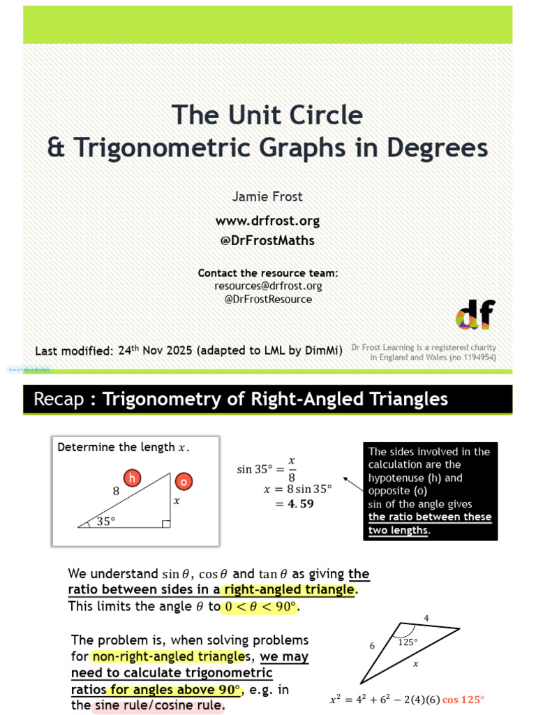Unit Circle & Trigonometric Graphs Guide | PDF | Trigonometry ...
