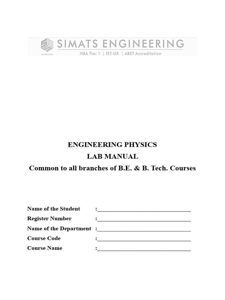 Engineering Physics Lab Manual | PDF | Ultraviolet–Visible Spectroscopy ...