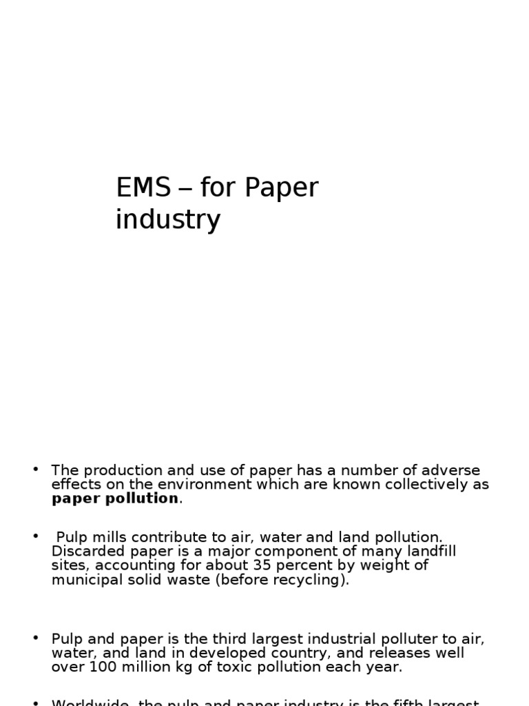 EMS For Paper Industry PDF Paper Natural Environment
