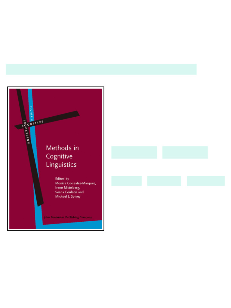 Methods in Cognitive Linguistics available any format | PDF