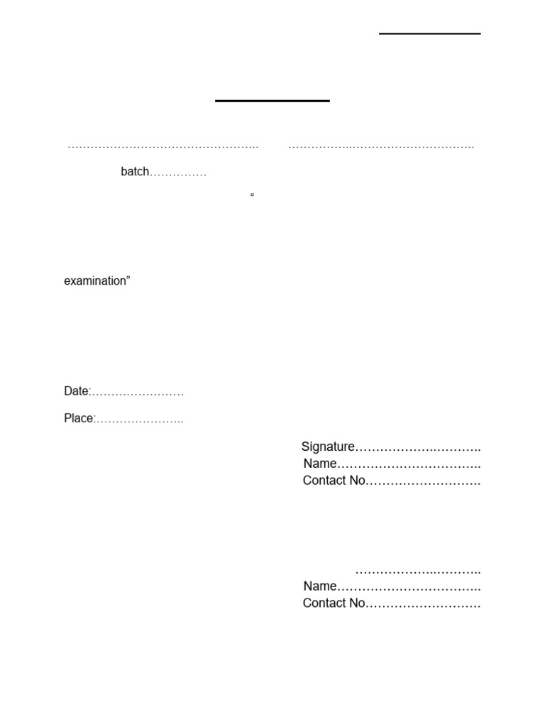 BDS Student Examination Undertaking Form | PDF