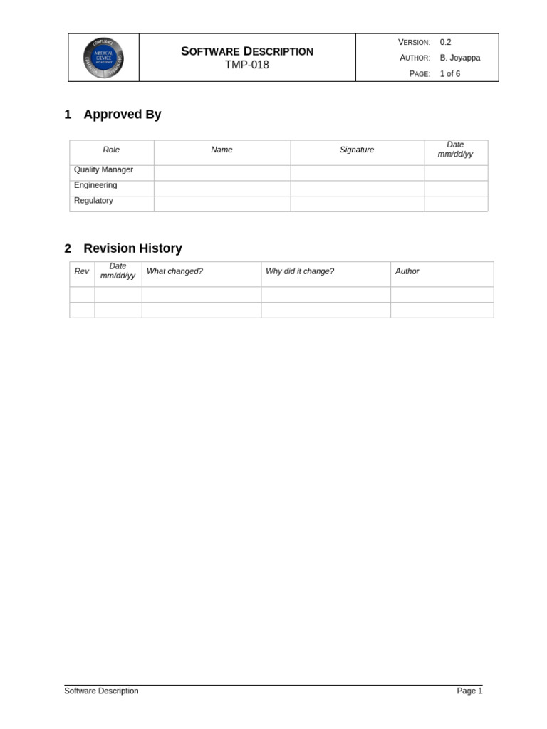 TMP-018 v0.2 Software Description | PDF | Machine Learning | Artificial ...